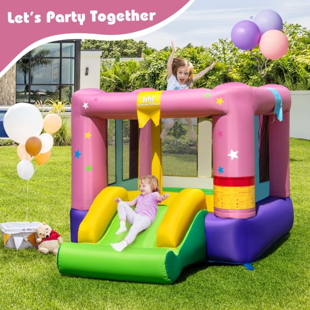 Inflatable Bounce House with Slide & Basketball Rim