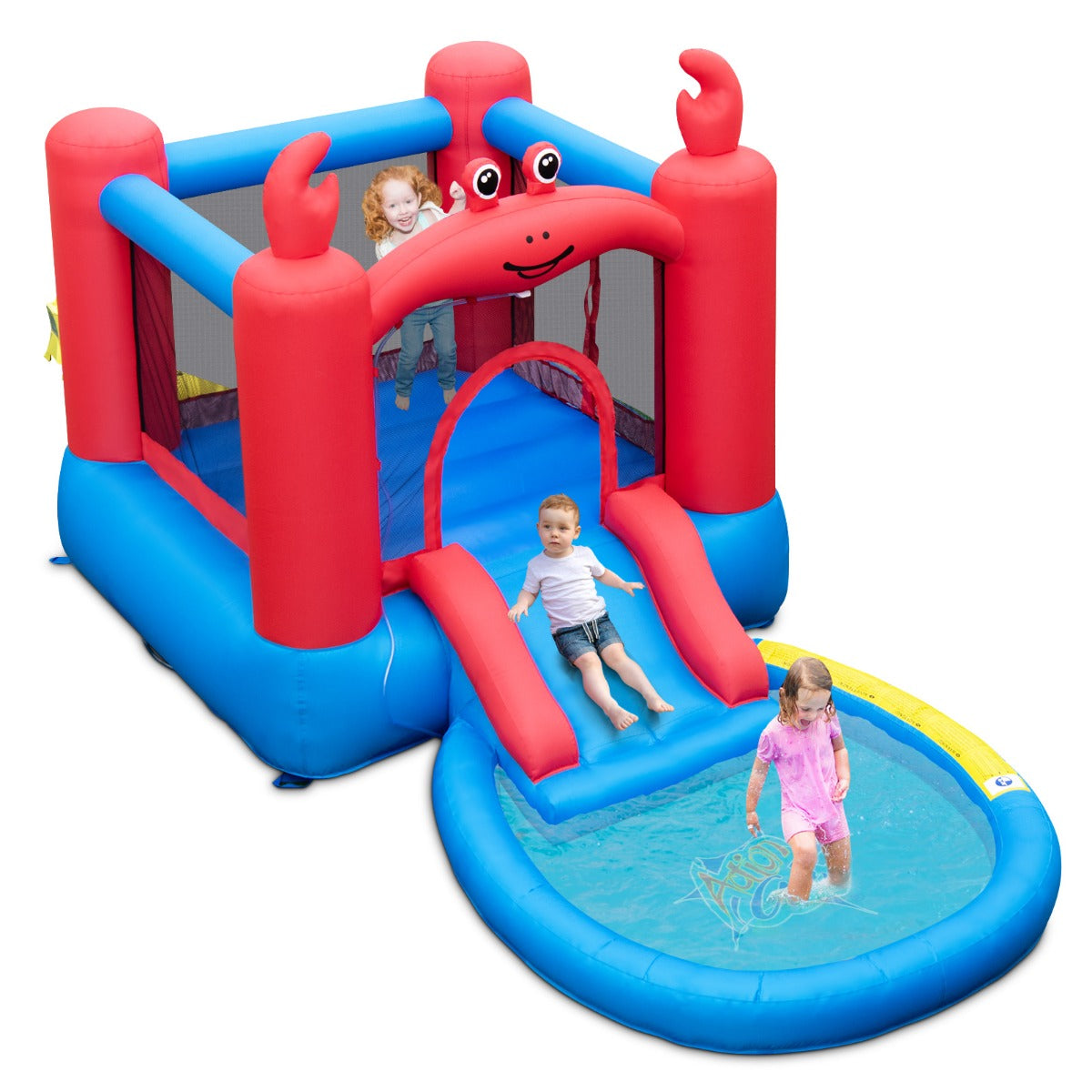 Inflatable Red Crabthemed Water Slide Park with Slide and Splash Pool