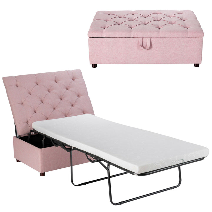 2 in 1 Convertible Sofa Bed with Mattress for Home and Office Pink - TidySpaces