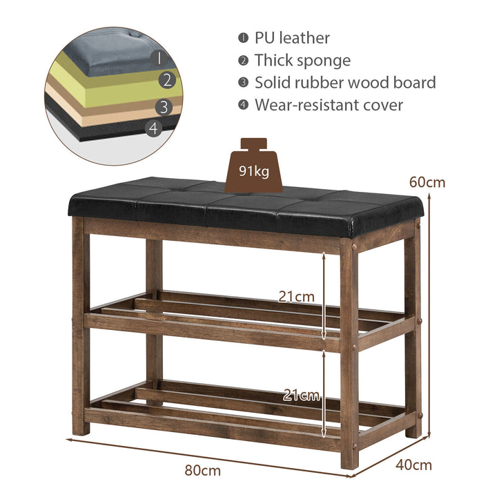 3 Tiers Shoe Storage Bench with Cushioned Seat - TidySpaces