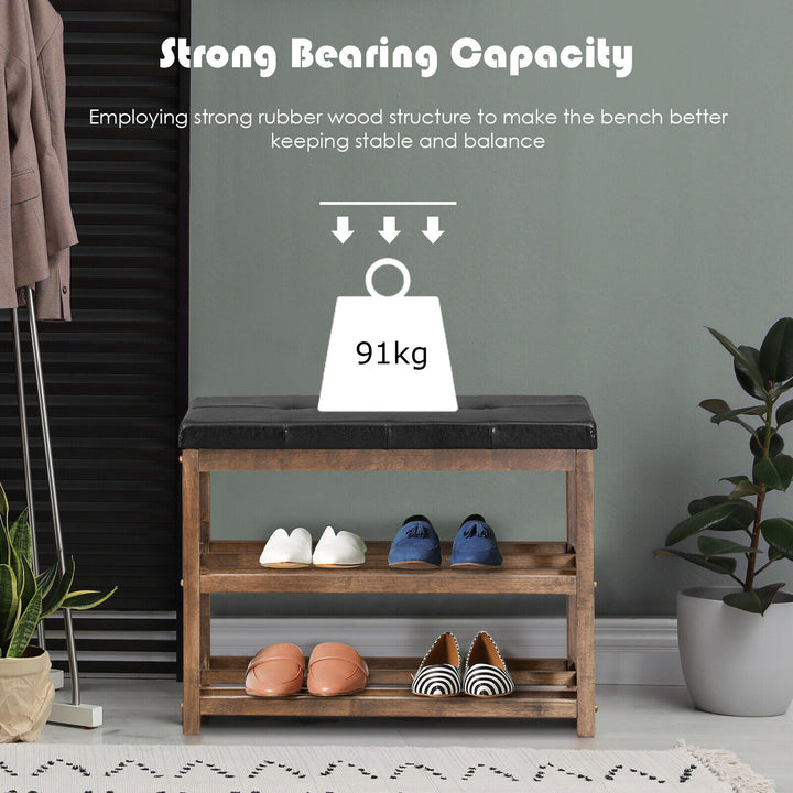 3 Tiers Shoe Storage Bench with Cushioned Seat - TidySpaces
