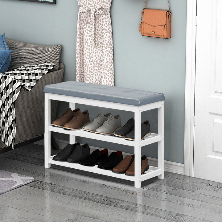 3 Tiers Shoe Storage Bench with Cushioned Seat - TidySpaces