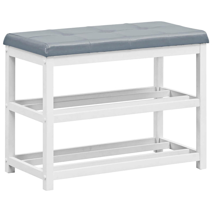 3 Tiers Shoe Storage Bench with Cushioned Seat White - TidySpaces
