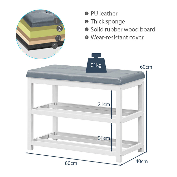 3 Tiers Shoe Storage Bench with Cushioned Seat - TidySpaces