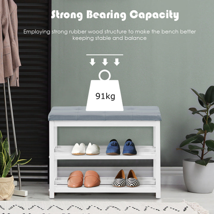 3 Tiers Shoe Storage Bench with Cushioned Seat - TidySpaces