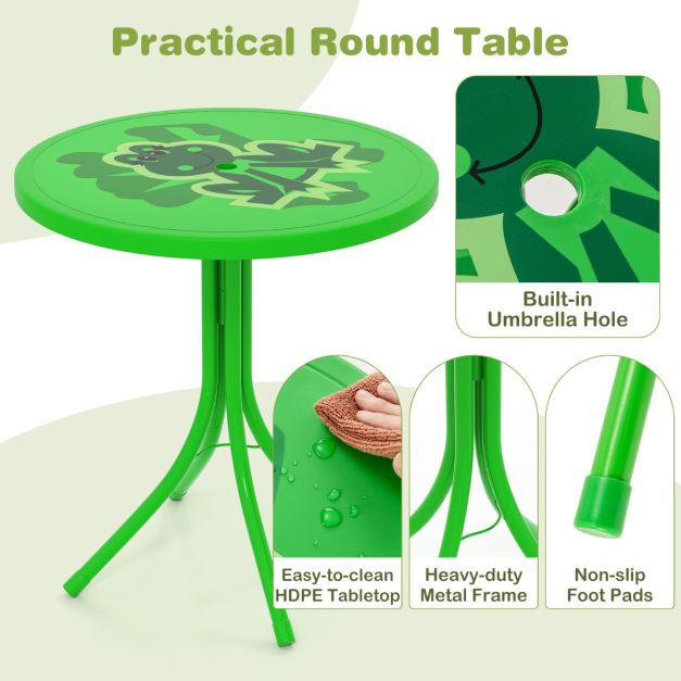 Kids Picnic Table and Chair Set with 2 Folding Chairs and Height Adjustable Umbrella