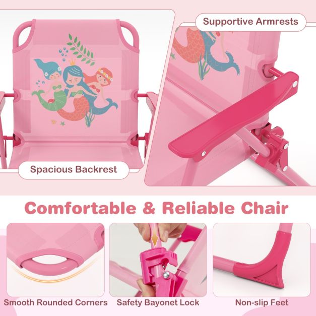 Kids Picnic Table and Chair Set with 2 Folding Chairs and Height Adjustable Umbrella