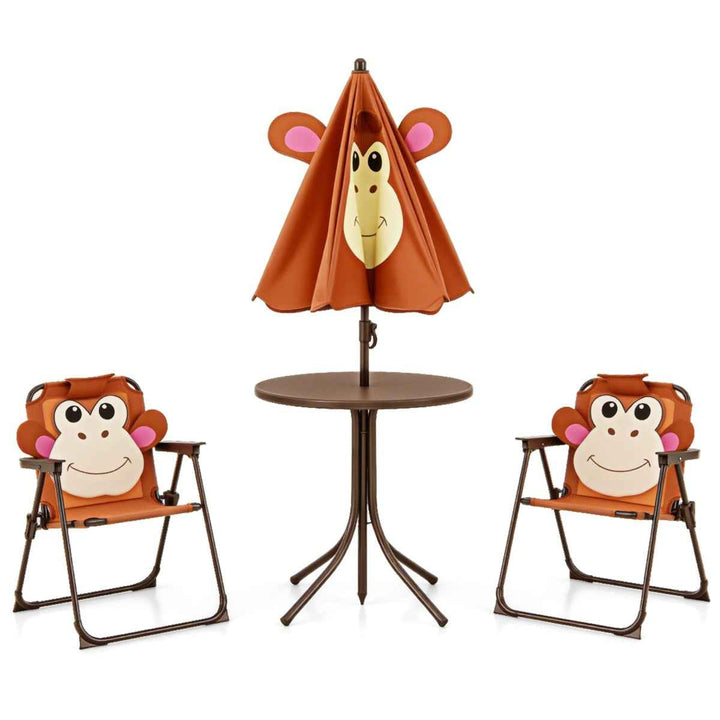 Kids Picnic Table and Chair Set with 2 Folding Chairs and Height Adjustable Umbrella