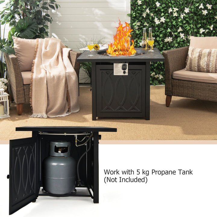 50,000 BTU Propane Fire Pit Table Square Heater with Lava Rocks Cover-Black - TidySpaces