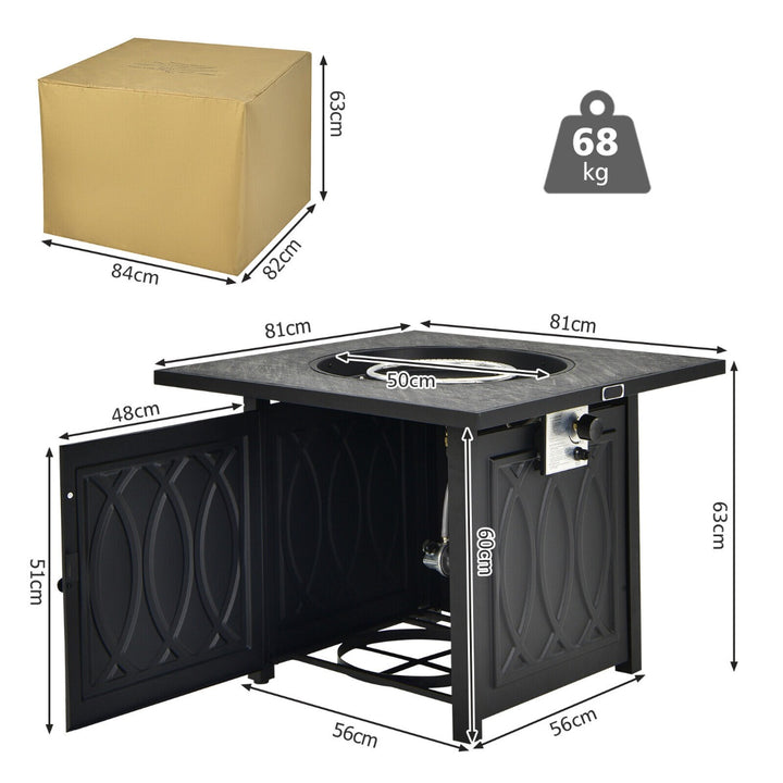 50,000 BTU Propane Fire Pit Table Square Heater with Lava Rocks Cover-Black - TidySpaces