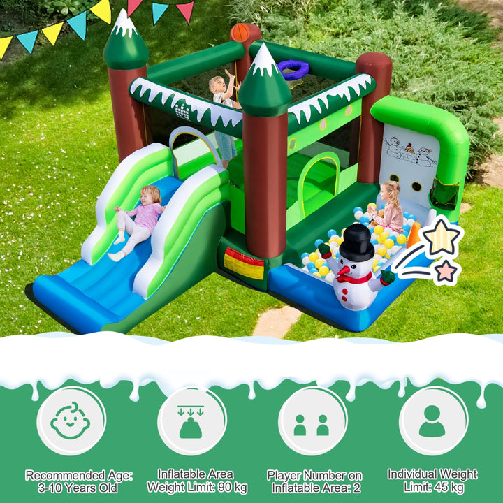 Winter Themed Inflatable Bounce House with 680W Blower - TidySpaces