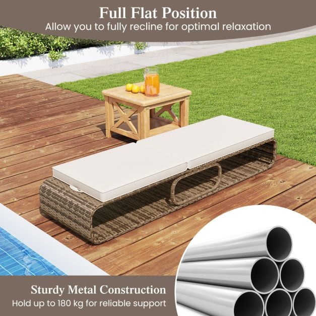 Outdoor Chaise Lounge Chair with Adjustable Backrest-Off White