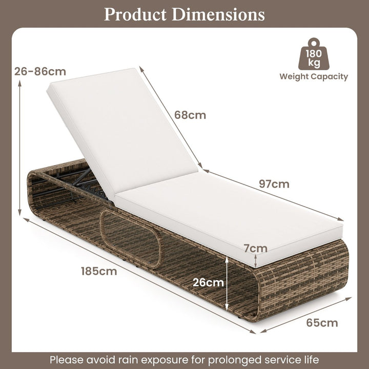 Outdoor Chaise Lounge Chair with Adjustable Backrest-Off White