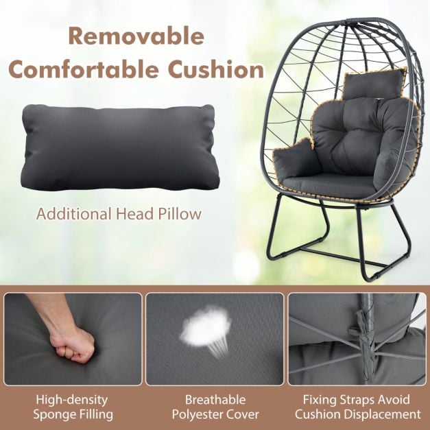 Indoor Outdoor Lounge Chair with Comfy Cushions and Sturdy Metal Frame - TidySpaces
