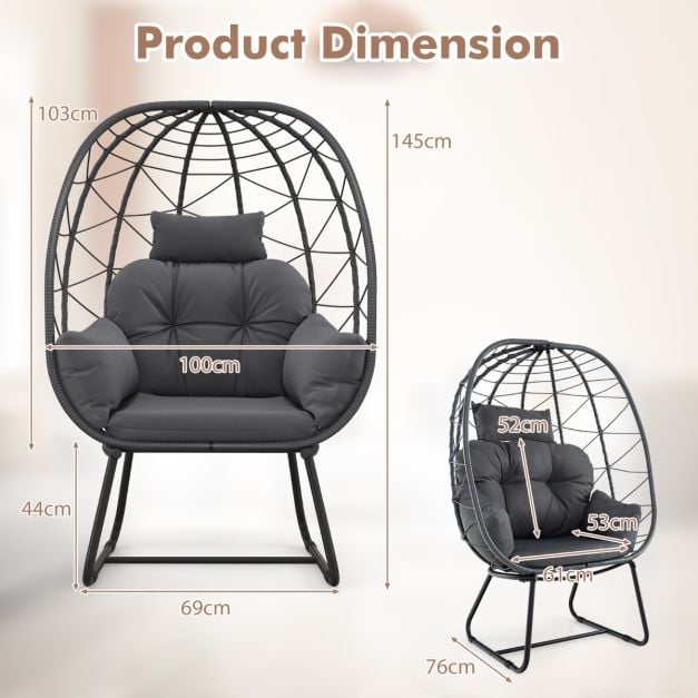 Indoor Outdoor Lounge Chair with Comfy Cushions and Sturdy Metal Frame - TidySpaces