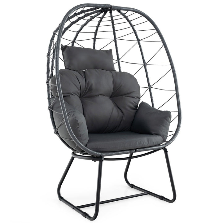 Indoor Outdoor Lounge Chair with Comfy Cushions and Sturdy Metal Frame Grey - TidySpaces