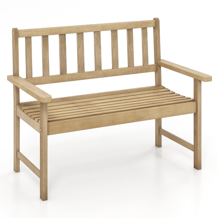 Outdoor Teak Wood Garden Bench with Backrest and Armrests - TidySpaces