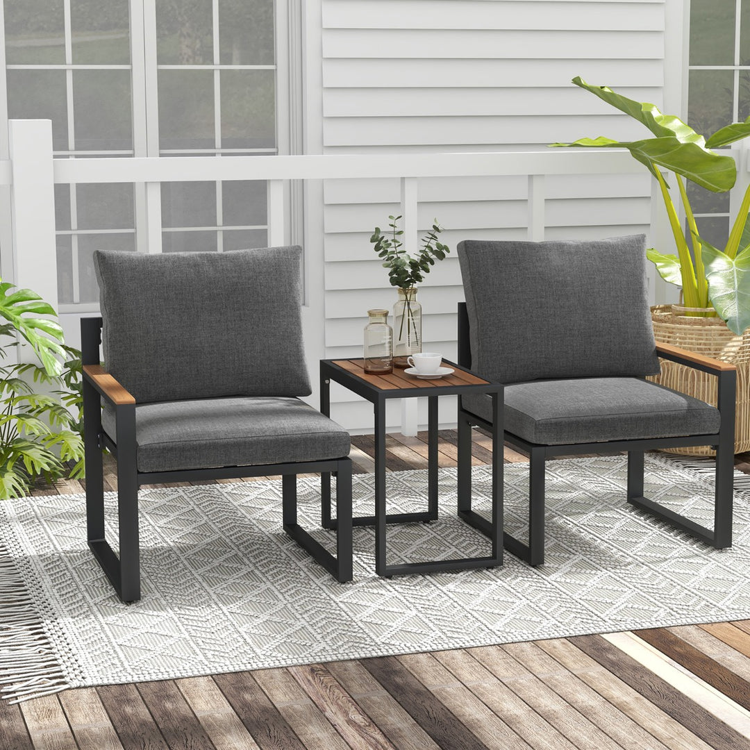 3 Pieces Patio Furniture Set with Soft Cushions for Backyard, Poolside, Porch, Balcony-Grey - TidySpaces