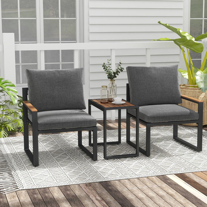 3 Pieces Patio Furniture Set with Soft Cushions for Backyard, Poolside, Porch, Balcony-Grey - TidySpaces