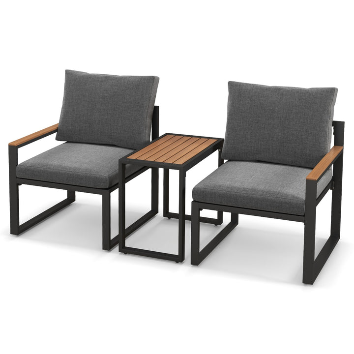 3 Pieces Patio Furniture Set with Soft Cushions for Backyard, Poolside, Porch, Balcony-Grey - TidySpaces