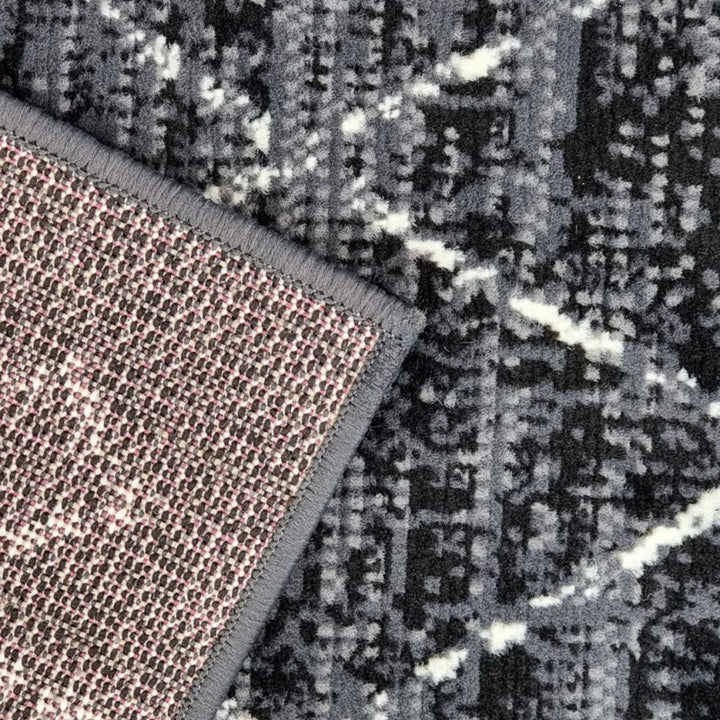 Geometric Dark Grey Black Rug Diamond Aztec Pattern - TidySpaces