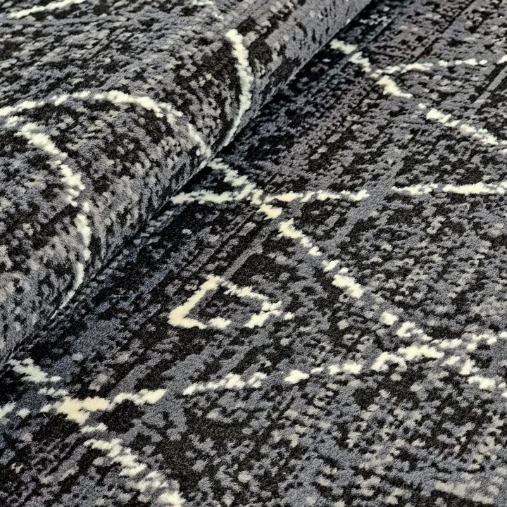 Geometric Dark Grey Black Rug Diamond Aztec Pattern - TidySpaces