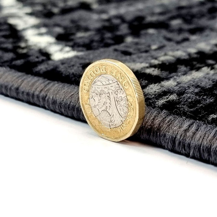 Geometric Dark Grey Black Rug Diamond Aztec Pattern - TidySpaces