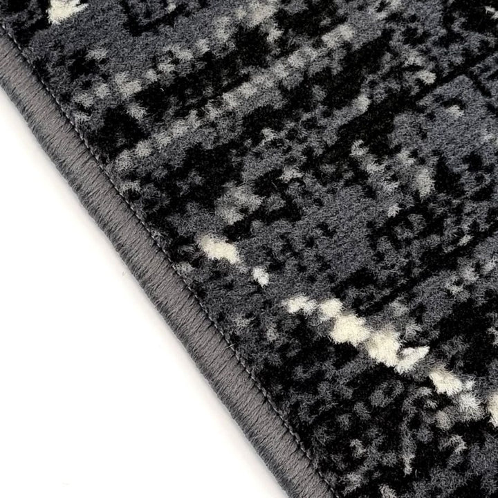 Geometric Dark Grey Black Rug Diamond Aztec Pattern - TidySpaces