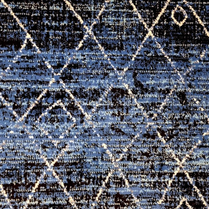 Geometric Blue Black Rug Diamond Aztec Pattern - TidySpaces