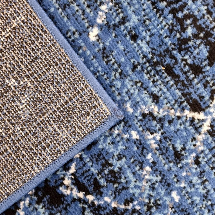 Geometric Blue Black Rug Diamond Aztec Pattern - TidySpaces