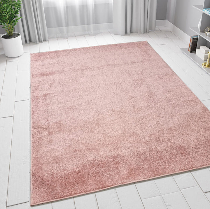 Pink Plain Solid Rug Pink - TidySpaces