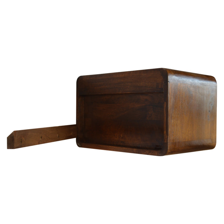 Floating Curved Chestnut Bedside - TidySpaces