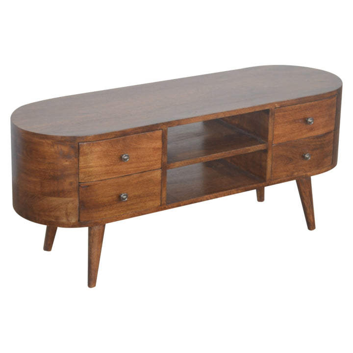 Chestnut Rounded Entertainment Unit - TidySpaces