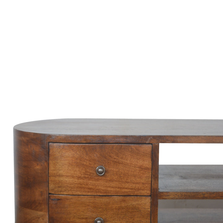 Chestnut Rounded Entertainment Unit - TidySpaces