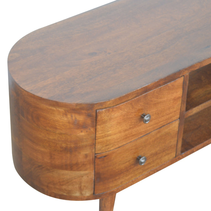 Chestnut Rounded Entertainment Unit - TidySpaces