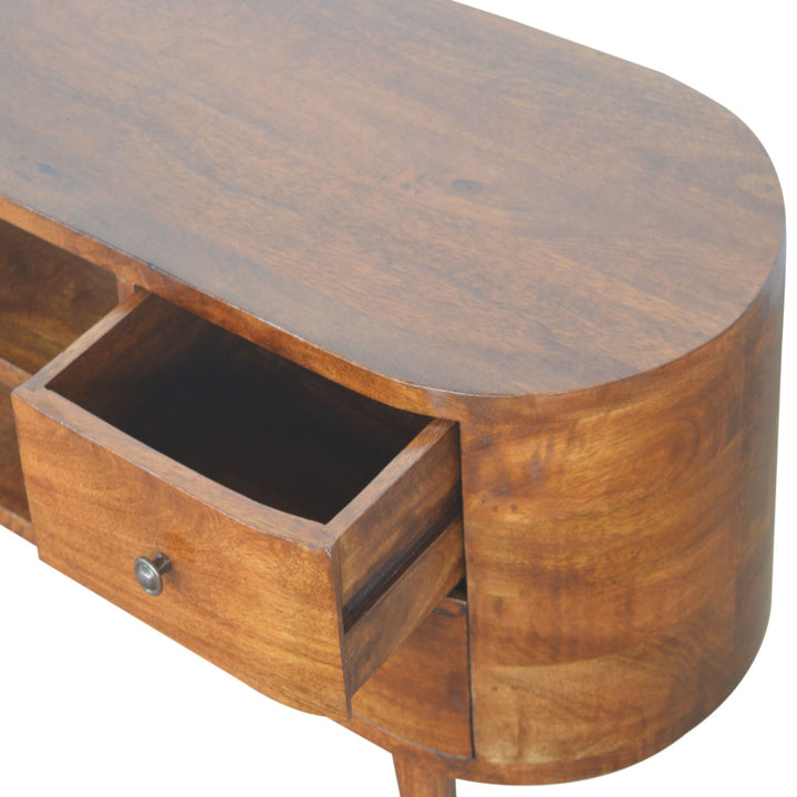 Chestnut Rounded Entertainment Unit - TidySpaces