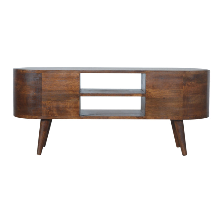 Chestnut Rounded Entertainment Unit - TidySpaces