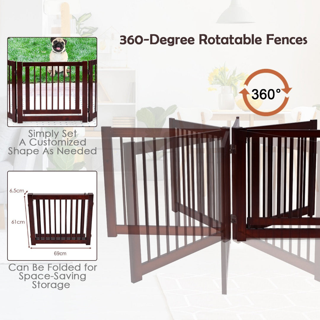 Freestanding Foldable Wooden Pet Gate with 360° Hinges and Lockable Door - TidySpaces