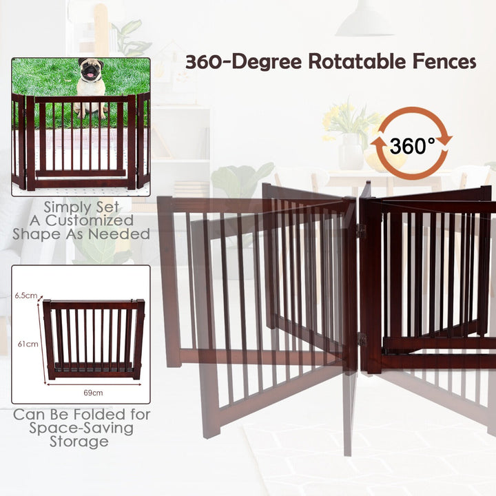 Freestanding Foldable Wooden Pet Gate with 360° Hinges and Lockable Door - TidySpaces