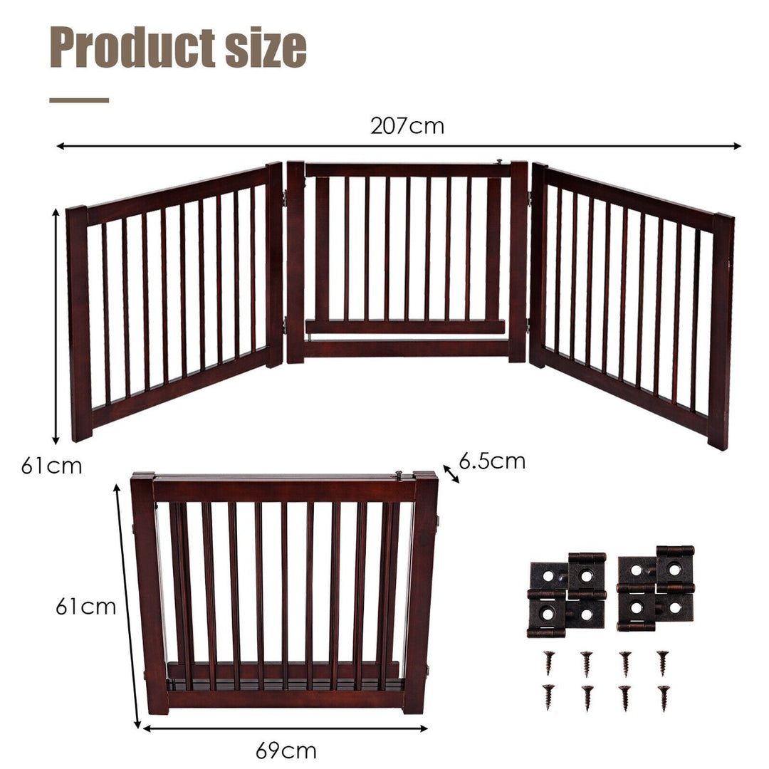Freestanding Foldable Wooden Pet Gate with 360° Hinges and Lockable Door - TidySpaces