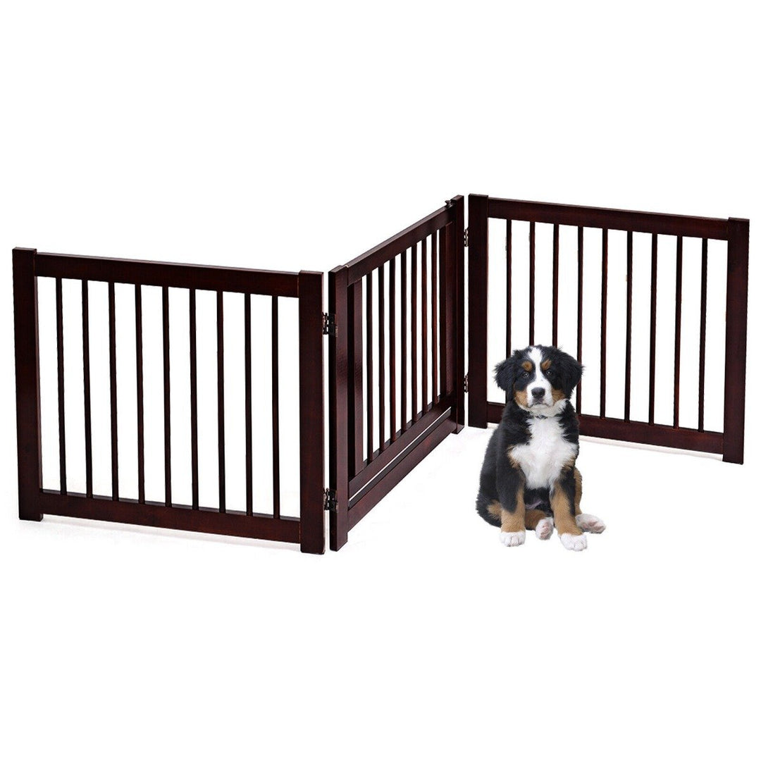 Freestanding Foldable Wooden Pet Gate with 360° Hinges and Lockable Door - TidySpaces