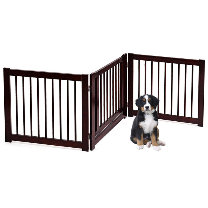 Freestanding Foldable Wooden Pet Gate with 360° Hinges and Lockable Door - TidySpaces