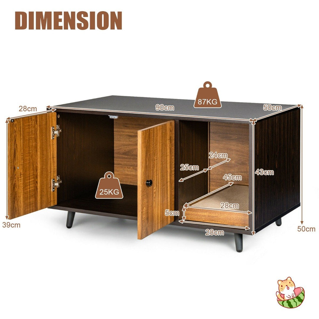 Wooden Storage Cabinet with Cat Little Box Enclosure - TidySpaces