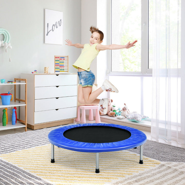 Foldable Mini Trampoline with Springs and Padded Cover - TidySpaces
