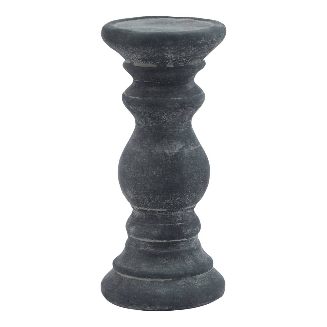 Amalfi Small Grey Column Candle Holder GREY CERAMIC - TidySpaces
