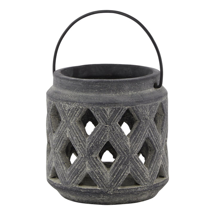 Amalfi Grey Lattice Lantern GREY CERAMIC - TidySpaces