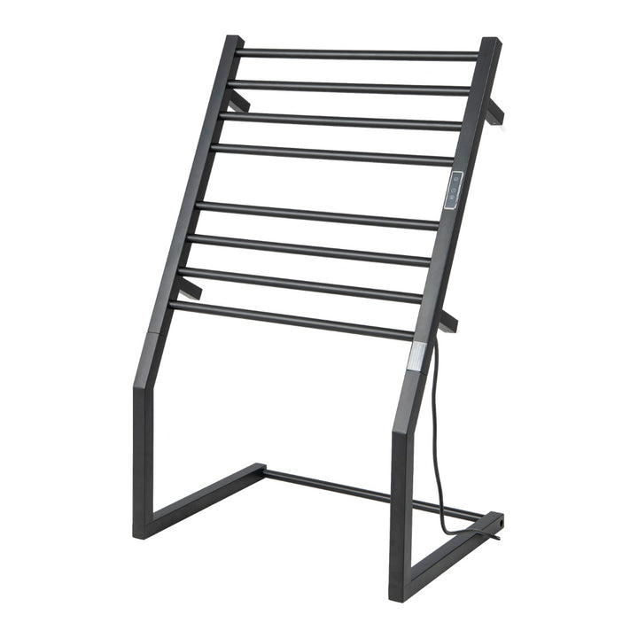 8 Bars Wall Mounted Towel Warmer Rack with LED Display-Black - TidySpaces