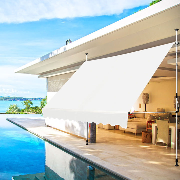 UV Resistant Waterproof Deck Awning with Manual Crank Handle - TidySpaces