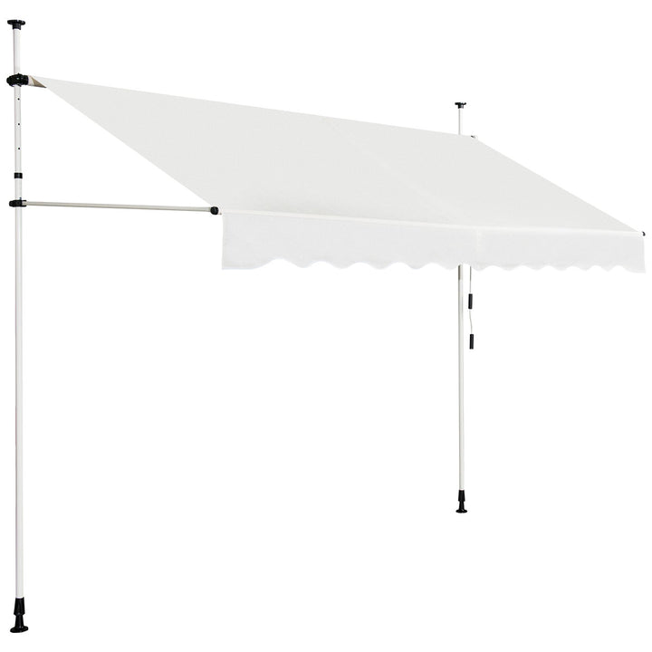 UV Resistant Waterproof Deck Awning with Manual Crank Handle Beige - TidySpaces