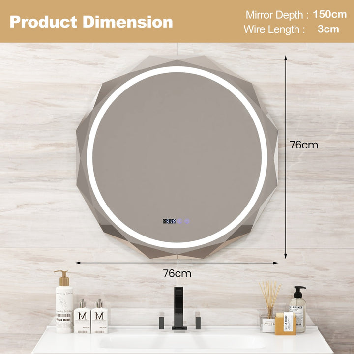 Wall Mounted Mirror with Dimmable 3-Color Lights and Memory Function - TidySpaces